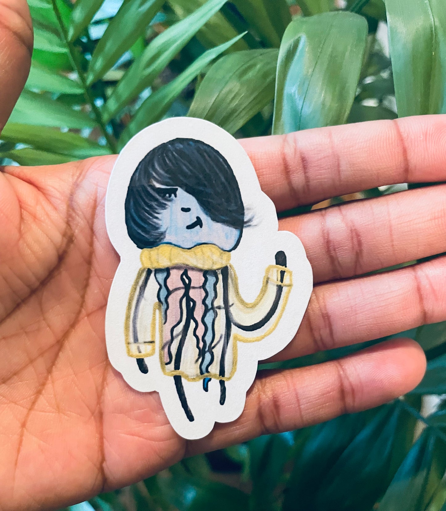 Goth Jellyfish in Sweater Sticker